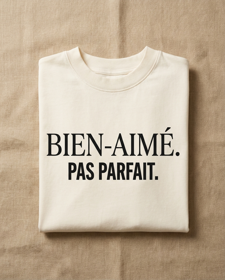 Tee crème BELOVD — Bien-aimé. Pas parfait.