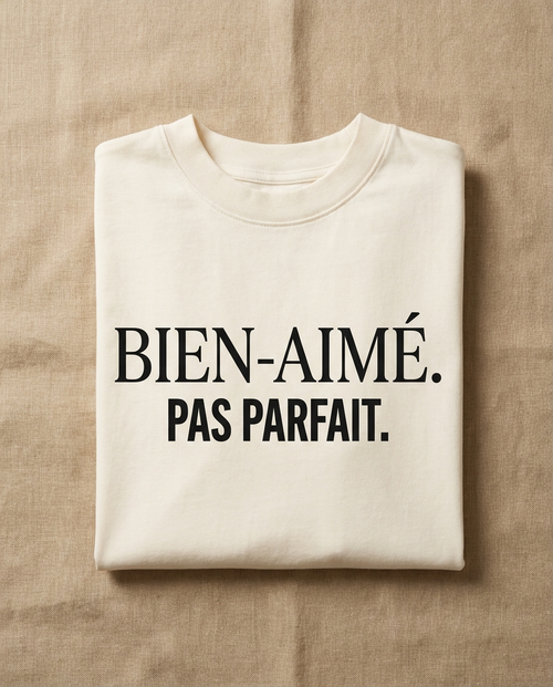 Tee crème BELOVD — Bien-aimé. Pas parfait.