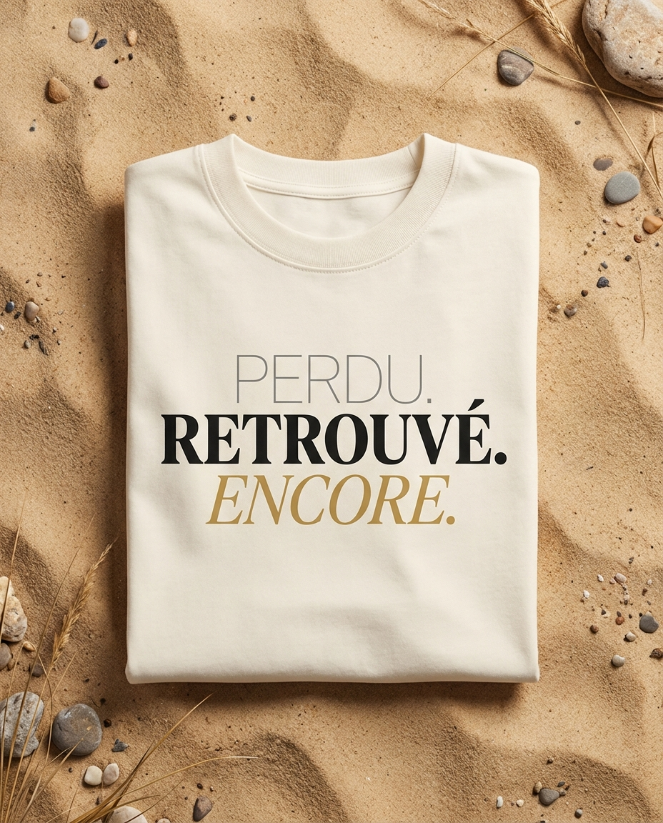 Tee crème BELOVD — Perdu. Retrouvé. Encore.